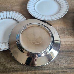 4 Ciroa Luxe Florence fine quality porcelain plates/saucers with metallic accent